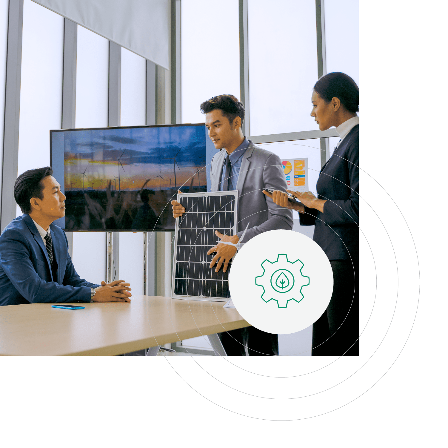 Visual illustrating EHS&S module graphics showcasing powerful reporting and advanced performance analytics capabilities.